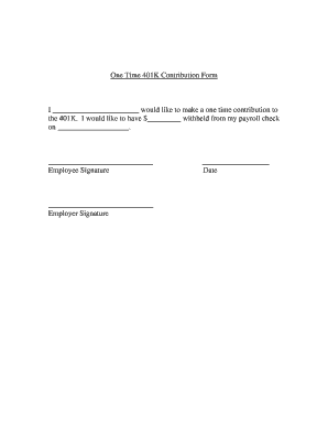 One Time 401K Contribution Form