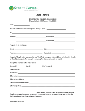 Gift Letter for Mortgage Application
