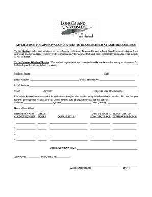 Application for Approval of Courses at Another College