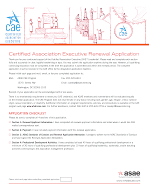 Certified Association Executive Renewal Application