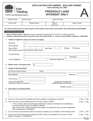 NSW Owner-Builder Permit Application
