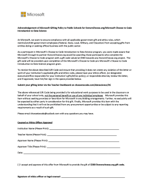 Microsoft Gifting Policy Acknowledgement for DonorsChoose.org