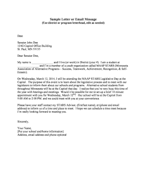 Invitation to bid letter - STARS Legislative Day Sample Letter - 2014docx - maapmn