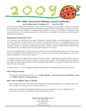 PDE State Parent Advisory Council Conference Registration Form