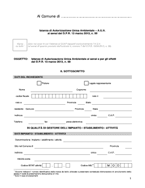 Istanza di Autorizzazione Unica Ambientale – A.U.A.