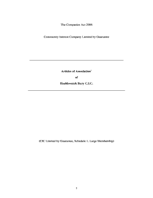 The Companies Act 2006 Community Interest Company Limited by Guarantee Articles of Association1 of Healthwatch Bury C - healthwatchbury co