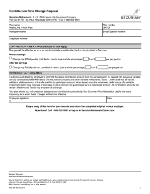 401(k) Contribution Rate Change Request