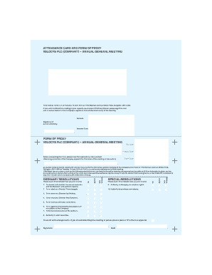 Velocys PLC Annual General Meeting Proxy Form