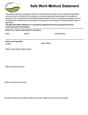 Safe Work Method Statement