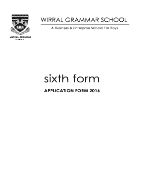 F2 i20 sample - Wirral Grammar School Sixth Form Application