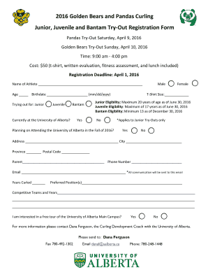 Registration Form - Golden Bears and Pandas Athletics - University ...