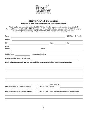 2016 TCS New York City Marathon Request to Join The Bone