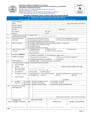 Indonesian Training Course Verification Form