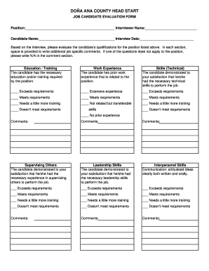 Interview Evaluation Template Excel