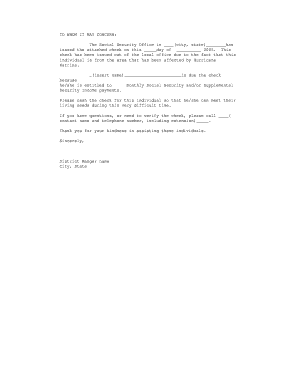 Social Security Hurricane Relief Check Authorization