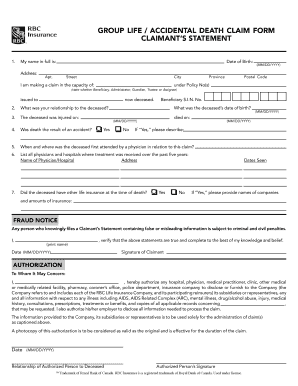 Cause of death certificate pdf - Group Life/Accidental Death Claim Form Employer's Statement ... - fnislp