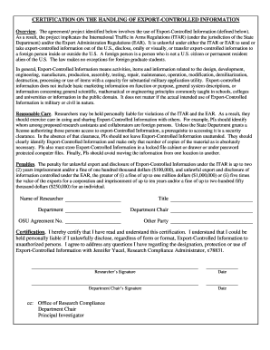 Certification on Handling Export-Controlled Information
