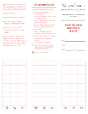 BLOOD PRESSURE MONITORING ID CARD TEN COMMANDMENTS