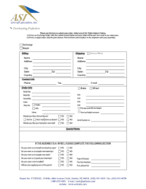 Brake Wheel Order Form