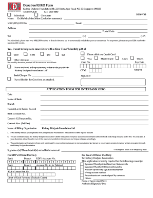 Kidney Dialysis Foundation Donation GIRO Form