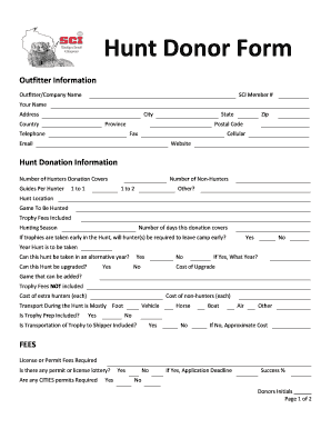Hunt Donor Form