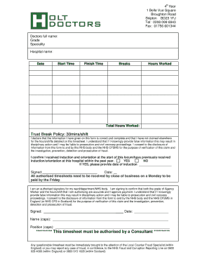 holt doctors time sheet