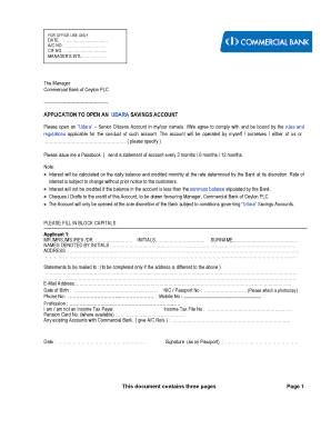 Udara Savings Account Application