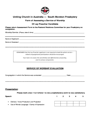 UCA SMP Form of Assessing a Service of Worship Lay Preacher1doc - southmoreton org