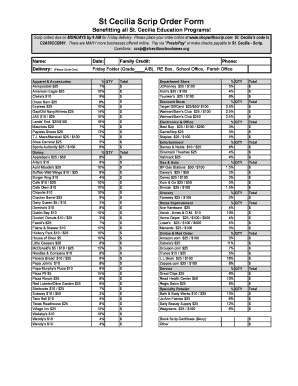 St Cecilia Scrip Order Form - stceciliaparish