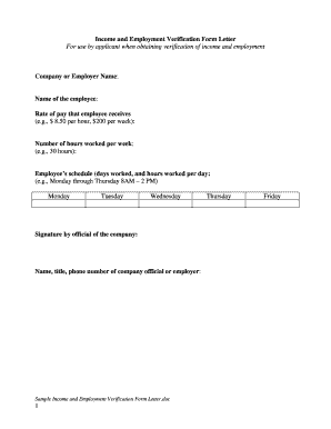 letter to prove employment