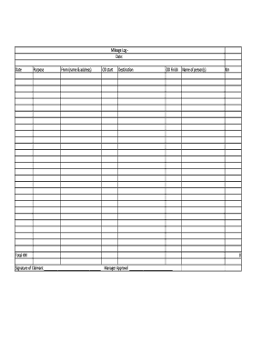 Printable mileage reimbursement form - Blank mileage formxls