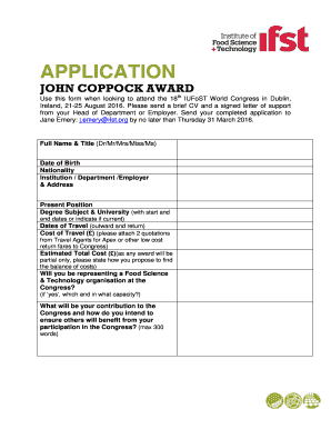 Fillable Online ifst Short application form - IFST Fax Email Print ...