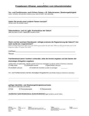 Fragebogen Zur überprüfung Ghanaischer Dokumente Fill Online