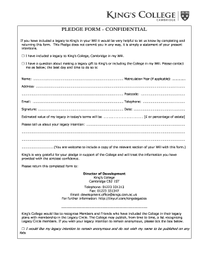 Legacy Pledge Form - 2015 - Members Friends - kingsmembers