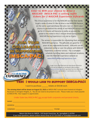 fillable online imsca imsca pac is selling raffle tickets for 2 selling raffle tickets online