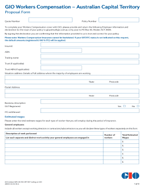 ACT New Business Proposal Form - GIO