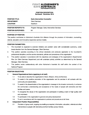 POSITION DESCRIPTION Reviewed December 2014 POSITION - vic fightdementia org