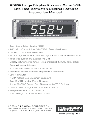 Da form 3161 instructions - PD650 Large Display Process Meter With RateTotalizer