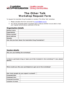 Request a workshop - Australian Drug Foundation