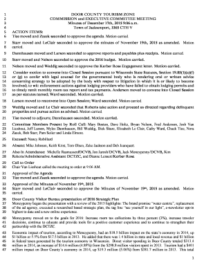 Fillable Online Door County Tourism Zone 2 Commission And