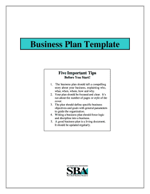 SBA Business Plan Template - byourvelocitybbcomb