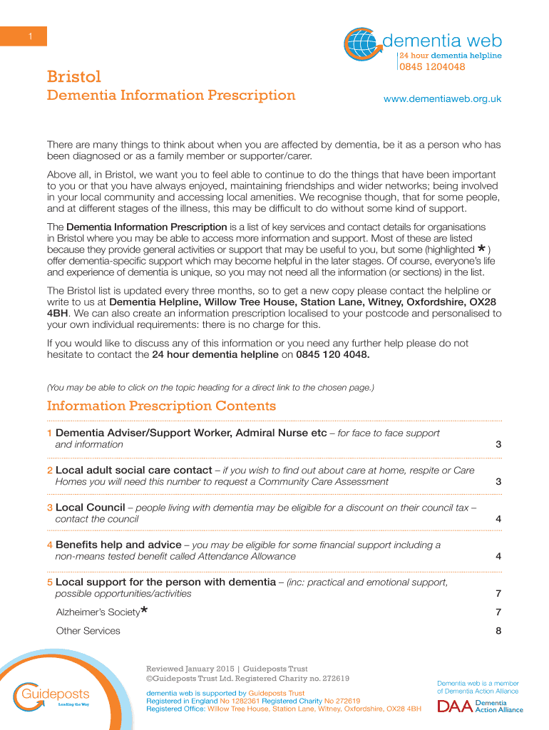 Fillable Online guidepoststrust org Bristol - Dementia Oxfordshire ...