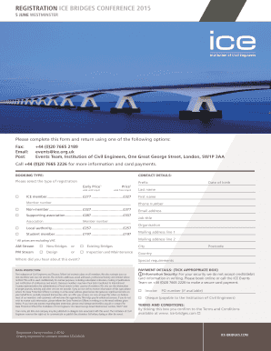 REGISTRATION bICEb BRIDGES CONFERENCE 2015