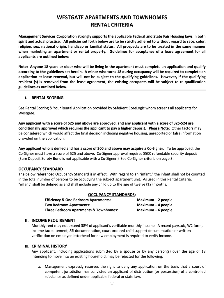 Fillable Online WESTGATE APARTMENTS AND TOWNHOMES Fax Email Print