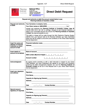 Direct debit forms template - Direct Debit Request Form - Planning Institute - planning org