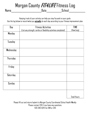 weekly activity log