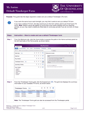 Fillable Online hr uq edu Default Timekeeper Form Guide - University of ...