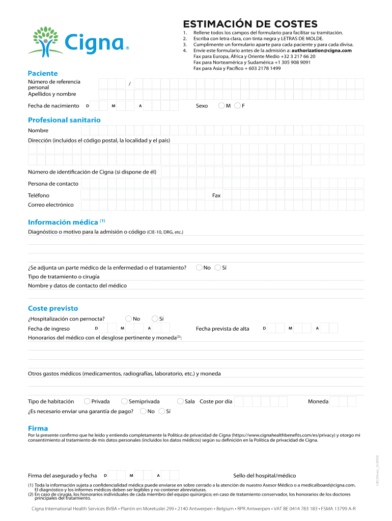 El formulario en PDF 2 - Cigna Vista previa en la página 1