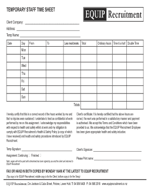 Time sheets.indd - EQUIP Recruitment - equiprecruitment co