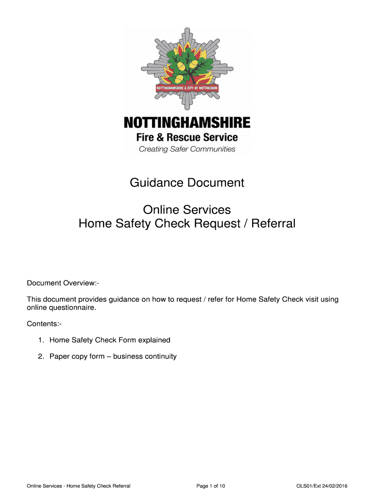 Fillable Online nottsfire gov Guidance Document Online Services Home